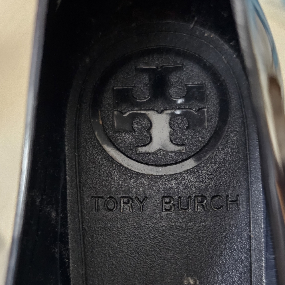 Tory Burch Navy Blue Jelly Flats with Bow GUC - Picture 5 of 14